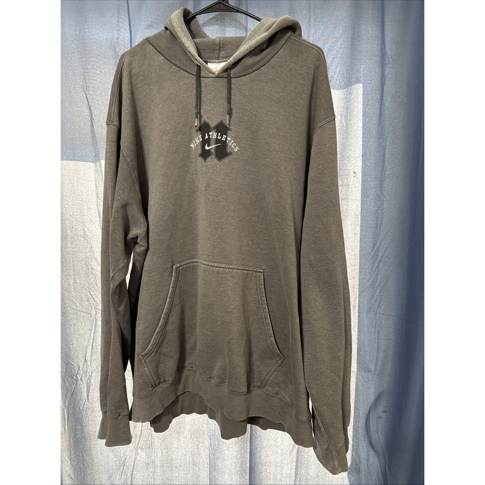Vintage Nike Hoodie USA Made Center Swoosh Gray Sweatshirt 90s XXL Oversized